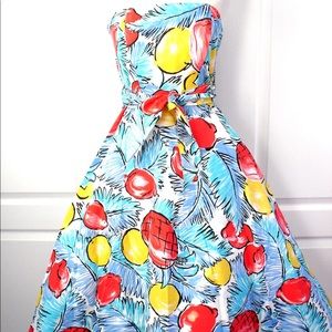 Vintage Chic Strapless Top+Skirt Sun Dress FRUITS